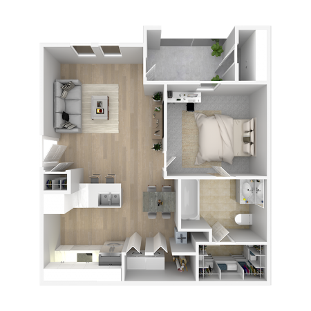 1 bed 1 bath floor plan at The Azul Apartment Homes, Oxford